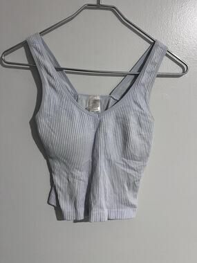 Revival Tank Womens S Gray Cropped Padded Stretch Jersey Summer Casual